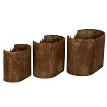 Artikel Pflanzgefäß 3er-Set Metall oval Rostoptik mit Hirschmotiv 24cm