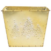 Artikel Pflanzgefäß aus Metall mit Tannenmotiv goldfarben 18x18x14cm