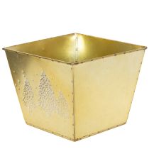 Artikel Pflanzgefäß aus Metall mit Tannenmotiv goldfarben 18x18x14cm