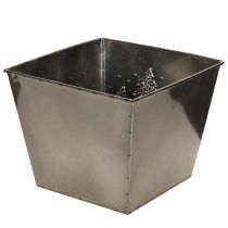 Artikel Metall Übertopf quadratisch mit Tannen-Motiv 18x18x14cm silber