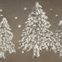 Artikel Übertopf oval aus Zink 25 cm geprägt mit Tannenbaum-Motiv silber