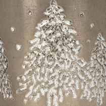 Artikel Metall Übertopf mit Glitzer-Tannenmotiv 13cm Silber