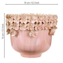 Artikel Blumentopf Keramik Rosa 16 cm mit Blütenverzierung