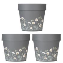 Artikel Blumentopf-Set aus Metall mit Wiesenblumen-Motiv Ø 15 cm 3 Stück