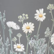 Artikel Blumentopf aus Metall mit Gänseblümchen-Motiv, Grau, 11 cm, 4er-Set