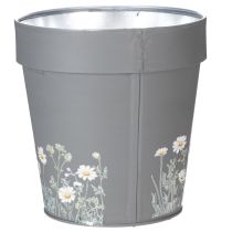 Artikel Blumentopf aus Metall mit Blumenmuster 13 cm Grau, 4er-Set, für Innen- und Außenbereich