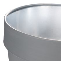 Artikel Blumentopf aus Metall mit Blumenmuster 13 cm Grau, 4er-Set, für Innen- und Außenbereich