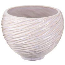 Artikel Keramik-Pflanzschale Creme-Rosa mit Rillenmuster Ø15cm, 2er Set