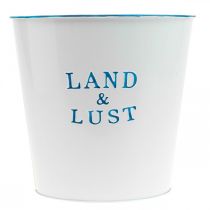 Artikel Blumentopf klein Weiß, Blau Metalldeko Übertopf Ø14×H13cm