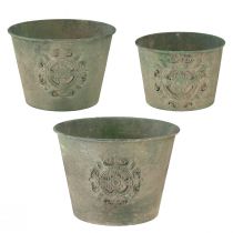 Blumentopf Metall Grün Vintage Ø22cm–13,5cm 3er-Set