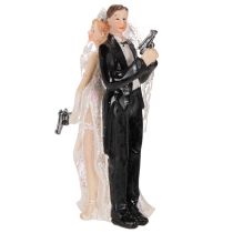 Artikel Tortenfigur Brautpaar aus Polyresin 15,5cm Hochzeitstorte Agenten-Motiv