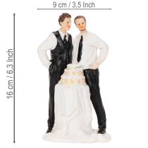 Artikel Tortenfigur Männerpaar mit Hochzeitstorte 16,5cm Polyresin Weiß