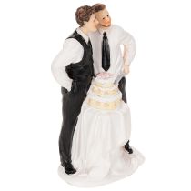 Artikel Tortenfigur Männerpaar mit Hochzeitstorte 16,5cm Polyresin Weiß
