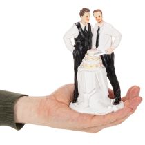 Artikel Tortenfigur Männerpaar mit Hochzeitstorte 16,5cm Polyresin Weiß