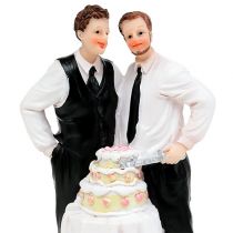 Tortenfigur Männerpaar mit Torte 16,5cm
