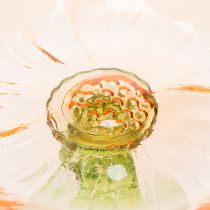 Artikel Dekoteller Glas mit Fuß Blütenform 15cm Orange Grün Innenbereich
