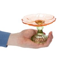 Artikel Dekoteller mit Fuß Glas Blume für stilvolle Tischdekoration und Sommerdeko 15cm