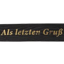 Artikel Gedenkschleife Schwarz mit Goldschrift "Als letzten Gruß" aus Seidenstoff 20 m x 6 cm
