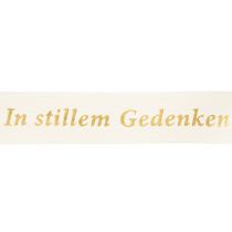 Artikel Gedenkschleife aus Seidenstoff mit Goldschrift „In stillem Gedenken“ 20 m x 4 cm Creme