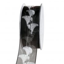 Artikel Trauerband Schwarz mit Calla 40mm 15m