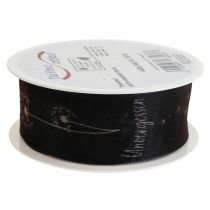 Artikel Trauerband aus Polyester und Polyamid Schwarz mit Pusteblumenmotiv 40mm x 15m