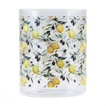 Artikel Trinkglas Zitronen und Oliven Glas mediterran H10cm 2St