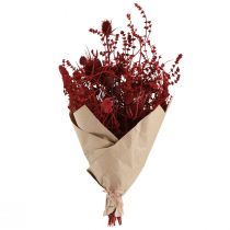Artikel Trockenblumenstrauß Weinrot mit Disteln und Gräsern 40cm 80g