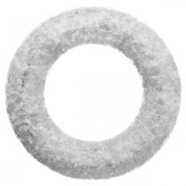 Türkranz Weihnachtskranz Weiß Deko Kranz Wolle Adventsdeko Ø28cm