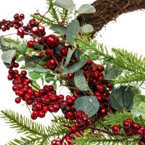 Türkranz Weihnachten beleuchtet Beeren LED Kranz Ø37cm