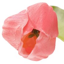 Artikel Künstliche Tulpen 21 cm Rosa mit Grünen Blättern für dekorative Tischvasen 6 Stück