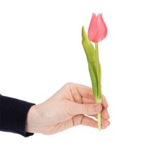 Artikel Künstliche Tulpen 21 cm Rosa mit Grünen Blättern für dekorative Tischvasen 6 Stück