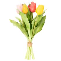 Artikel Künstliche Tulpenstrauß Frühling, 30 cm, Rosa/Rot/Gelb, 7 Stück