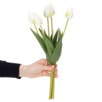 Artikel Künstliche Tulpen, Weiß, 40 cm, 5 Stück, für Wohnraumdekoration