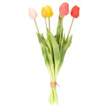 Artikel Künstlicher Tulpenstrauß, Mehrfarbig, 43 cm, 7 Stück, Polyester und Kunststoff