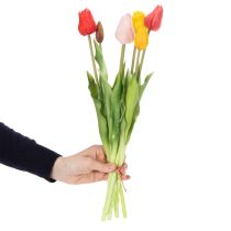 Artikel Künstlicher Tulpenstrauß, Mehrfarbig, 43 cm, 7 Stück, Polyester und Kunststoff