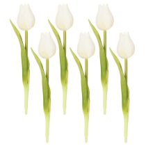 Artikel Künstliche Tulpen 21 cm Weiß 6er-Set Polyester und Kunststoff für Wohnraumdekoration