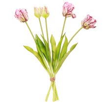 Artikel Tulpenstrauß künstlich Papageientulpen Lila 40cm 5 Blüten