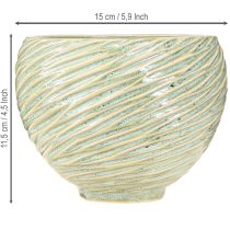 Artikel Keramik-Übertopf und Dekoschale Grün Ø15cm H11cm, 2er-Set