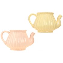 Artikel Keramik-Übertopf Teekanne 2er-Set Orange und Gelb 19,5×13,5×11 cm