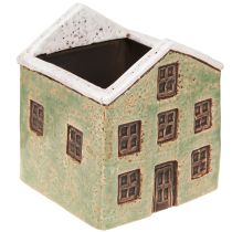 Artikel Übertopf Keramik Haus Advent Mint Weiß 10×10×12cm
