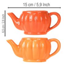 Artikel Keramik-Übertopf Teekanne Orange 15×9×6,5cm 2 Stück
