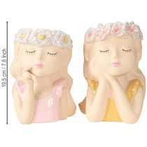 Artikel Übertopf Keramik Mädchen mit Blumenkranz H19,5cm 2er-Set sortiert
