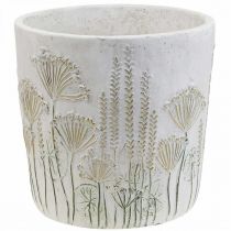 Übertopf Keramik Weiß Gold Blumentopf Ø17,5cm H16,5cm