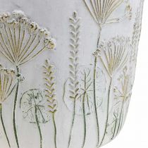 Übertopf Keramik Weiß Gold Blumentopf Ø17,5cm H16,5cm