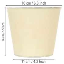 Artikel Übertopf Metall Ø16cm H14cm Pastellgelb mit Blumenmuster
