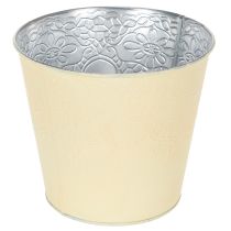 Artikel Übertopf Metall Ø16cm H14cm Pastellgelb mit Blumenmuster