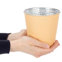 Artikel Übertopf Metall Blumenübertopf Ø13,5cm H12,5cm Pastell Orange