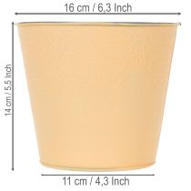 Artikel Übertopf aus Metall für Blumen Ø16cm H14cm Pastell Orange