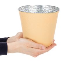 Artikel Übertopf aus Metall für Blumen Ø16cm H14cm Pastell Orange
