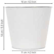 Artikel Metall-Übertopf Blumenmuster Ø16cm H14cm Weiß Innenbereich